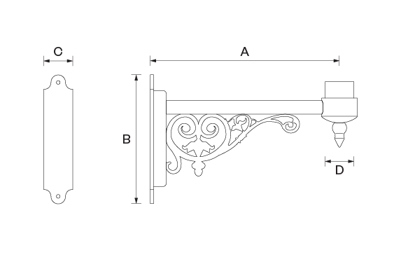 dww website dimensioned drawings ornate cast bracket