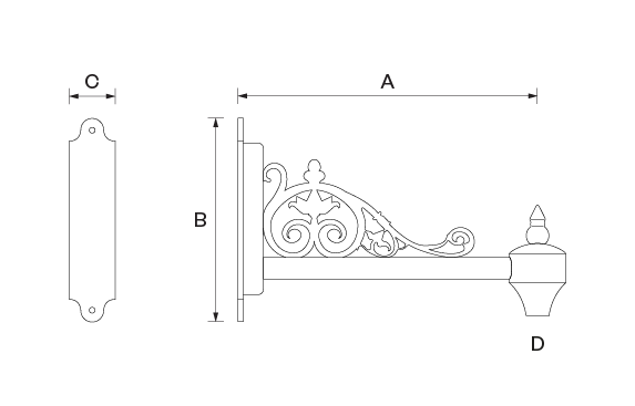 dww website dimensioned drawings ornate cast pendant bracket2